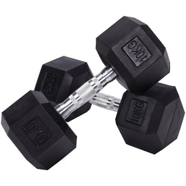 RUBBER COATED HEX DUMBELLS 