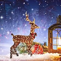 120cm Lighted Christmas Reindeer Decoration 400 Light, White, 100X39X120cm - Sallys Home