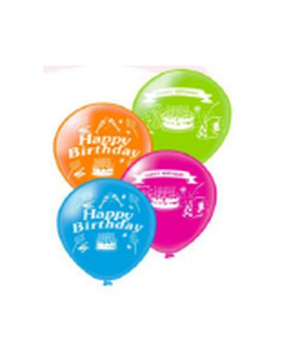 12inch Round Balloon Standard Orange, Pastel Ruby, Light Blue & Lemon Green Color With Silk Screen Printing inch Happy Birthdayinch, 50Pcs/Pkt - Sallys Home