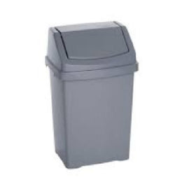 15L Swing Cover Dustbin, 30*21*31cm, Gray - Sallys Home