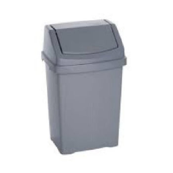 15L Swing Cover Dustbin, 30*21*31cm, Gray - Sallys Home
