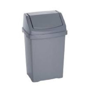15L Swing Cover Dustbin, 30*21*31cm, Gray - Sallys Home