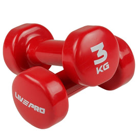 3KG STUDIO VINYL DUMBBELL COLOURED SET PAIR LIVEPRO - Sallys Home