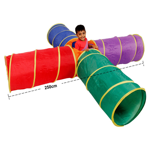 4 way Kids Play Tunnel – Size : 250cm (L) x 250cm (W) x 60cm (D) - Sallys Home