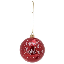 7.5cm Paper Wrapped Foam Christmas Ball With Written Merry Christmas - Sallys Home