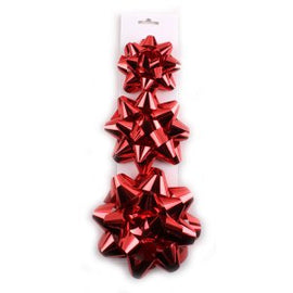 7.5cm Shiny Red, Gold, Green ,Silver Star Flower Bow 6pcs/Pkt - Sallys Home