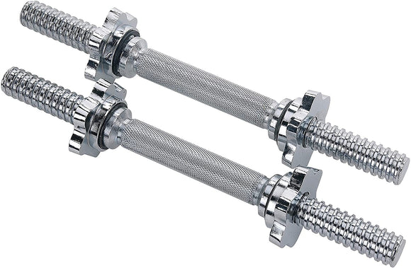 14" THREADED CHROME DUMBBELL BAR PAIRS WITH RING COLLARS WEIGHTBAR