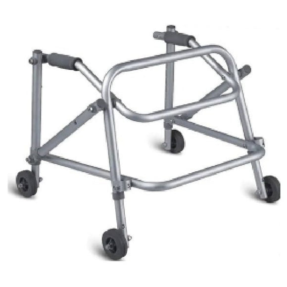 Aluminium Folding Walker, Reciprocable, Chrome Color, With 5inch Castors, For Children - Sallys Home