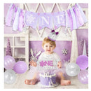 Baby 1 Year Birthday Deco Set, Banner, Cake Deco, Crown Hat, Blue, Purple - Sallys Home