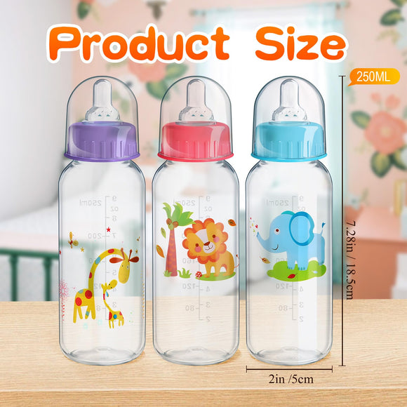 Baby Kids Feeding Bottle With Silicone Nipple, Character Hood, Cap 8Oz Jungle Buddies Pp, Silicone - Sallys Home