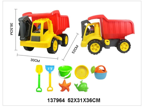 Beach Set 7Pcs Beach Toys In Big Sand Scrapper Truck Set - Sallys Home