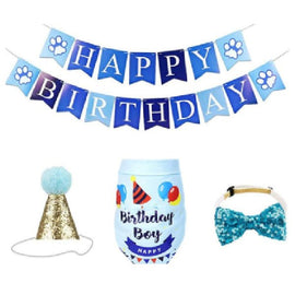Birthday Set Hat, Bow Tie, Kerchief, Banner Blue, Pink - Sallys Home