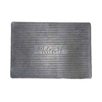 Black Rubber Mat, Welcome 50Cm X 35Cm - Sallys Home