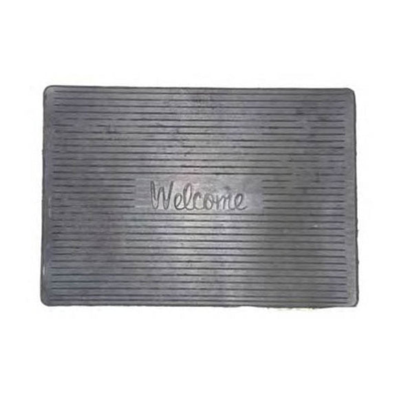 Black Rubber Mat, Welcome 50Cm X 35Cm - Sallys Home
