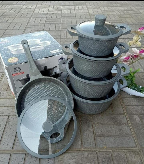 Bosch Non Stick Small Diamond Texture Pots 11pc Set Cookware with Silicone lid covers - Sallys Home