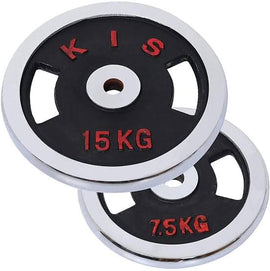 CHROME CAST IRON STANDARD BARBELL DUMBELL GRIP WEIGHT PLATES PAIR - Sallys Home