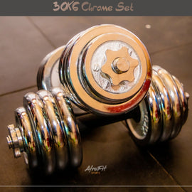 CHROME PLATED 30KG ADJUSTABLE DUMBBELL SET - Sallys Home