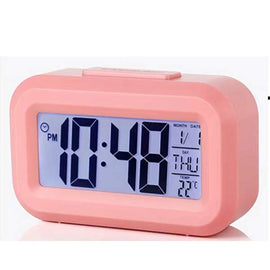 Digital Alarm Clock 12/24hr, Brightness Control, Snooze Button, Temp. Display, Pink - Sallys Home