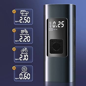 Electric Air Compressor Wireless Inflator – Digital Display – Auto Shut - Off – Built - In Rechargeable Battery – With Light & Phone Charging Output - Sallys Home