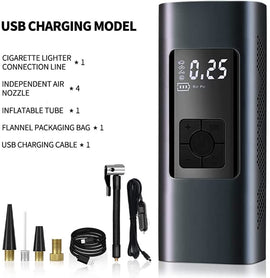 Electric Air Compressor Wireless Inflator – Digital Display – Auto Shut - Off – Built - In Rechargeable Battery – With Light & Phone Charging Output - Sallys Home