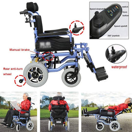 Electric Power Wheelchair Aluminum Frame, Shock Absorption System Lying Down - Sallys Home