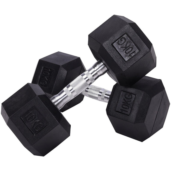 FIXED HEX RUBBER COATED DUMBBELL PAIR - Sallys Home