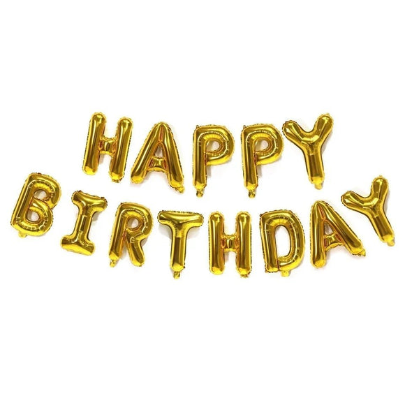 Foil Balloon HAPPY BIRTHDAY Single Letter Per Set Of 13pcs Gold - Sallys Home