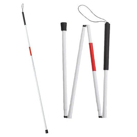 Foldable Blind Walking Stick Lightweight Carbon Steel 4 Section White Cane - Sallys Home