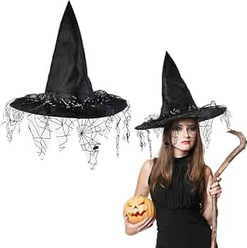 Halloween Creepy Witch Hat – Black With Three Mice & Straw - Sallys Home