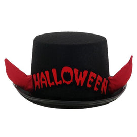 Halloween Hat – Black With Red Horns & Led Threee Setting Lights - Sallys Home
