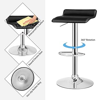 Height Adjustable Barstool Black Square – 40 x 45 x 61 - 81 cm - Sallys Home