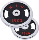 CHROME CAST IRON STANDARD BARBELL DUMBELL GRIP WEIGHT PLATES PAIR-1