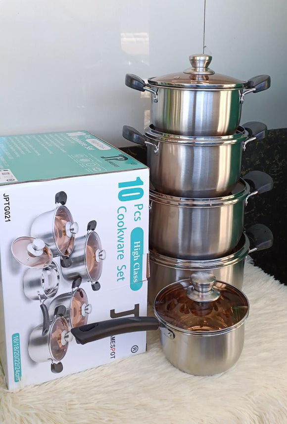 Jamesport 10 Pcs High Class Stainless Steel Cookware Set - Sallys Home