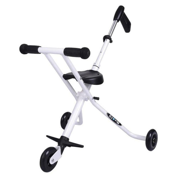 Kickboard Micro Trike Super Compact Stroller Push Tricycle Iron With Long Handle Iron White - Sallys Home