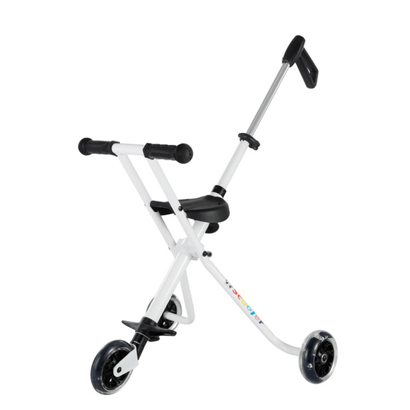 Kickboard Micro Trike Super Compact Stroller Push Tricycle Iron With Long Handle Iron White - Sallys Home