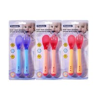 Kids Baby Heat Sensing Spoon Thermosensitive With Fork Set On Blister Pack - Sallys Home