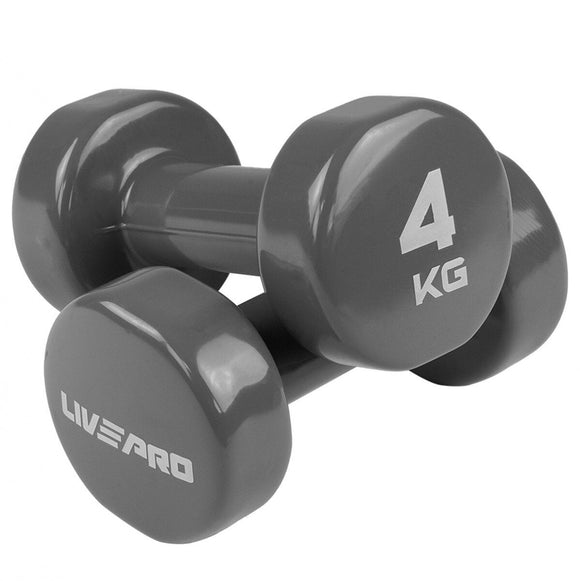 4KG STUDIO VINYL DUMBBELL COLOURED SET PAIR LIVEPRO