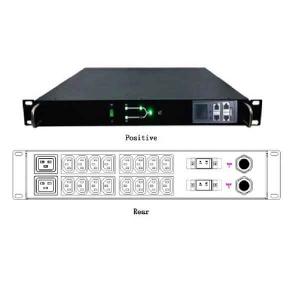 1.4Kw Single-Phase ATS Switch PDU, 2XBS-1363 Input, 6XEnglish Socket Output, 1U With SNMP