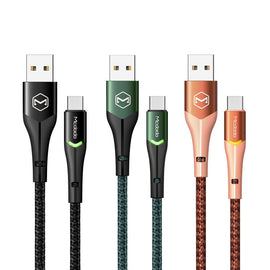 Mcdodo Magnificence Series Type - C Data Cable With Switching Led 1M - Green,Black,Orange - Sallys Home