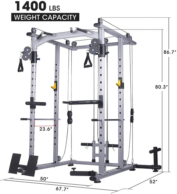 Multi - Function Power Cage Super Rack with Cable Cross - Sallys Home
