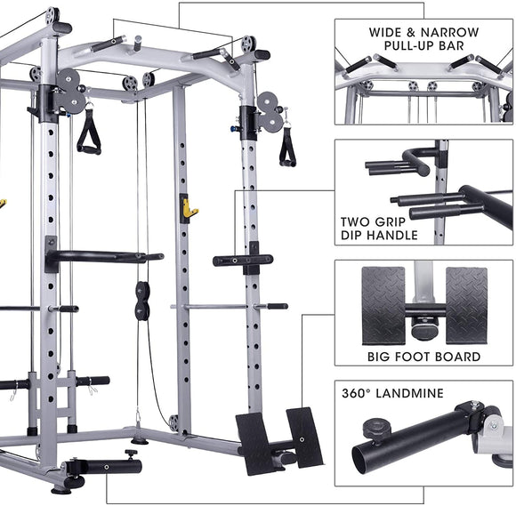 Multi - Function Power Cage Super Rack with Cable Cross - Sallys Home