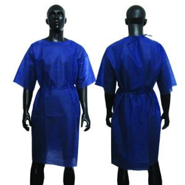 Patient Gown, 30G Pp Non Woven, Dark Blue, Long Sleeve – 120X140Cm, With Strings To Tie At Neck And Waist, Per Bag Of 10 Pcs - Sallys Home