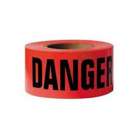 PE Warning Tape - Danger, Non - Adhesive 7.5Cm X 100M X 0.05mm, (Black Text on Red Tape) - Sallys Home