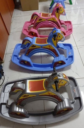 Plastic Rocking Horse, Pink/Blue/Grey, Suitable For Upto 12yrs Childern - Sallys Home