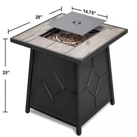 Propane Fire Pit Table, Iron, Ceramic, Black, 460x460x800 (LWH)mm - Sallys Home