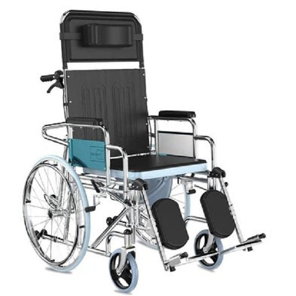 Reclining Steel Wheelchair, Detachable Armrest And Legrest, 8Inch Pvc Front Castor, 24Inch Solid Wheel - Sallys Home
