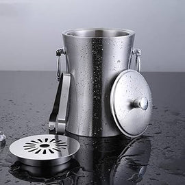 Ice Bucket Stainless Steel 3.0 Litre With Ice Tong And Tray Inside - 0
