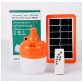 Orange Portable LED Rechargable Bulb With 6V/2W Solar Panel & Remote
