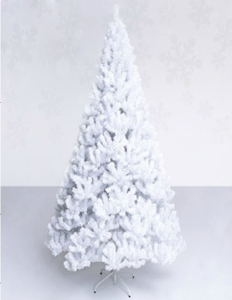15Ft Pvc White Christmas Tree 3200T Metal Feet, Comes In 2 Cartons