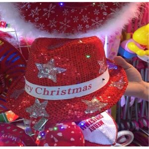 Merry Christmas Cowboy Hat with Silver Stars, 27x12cm